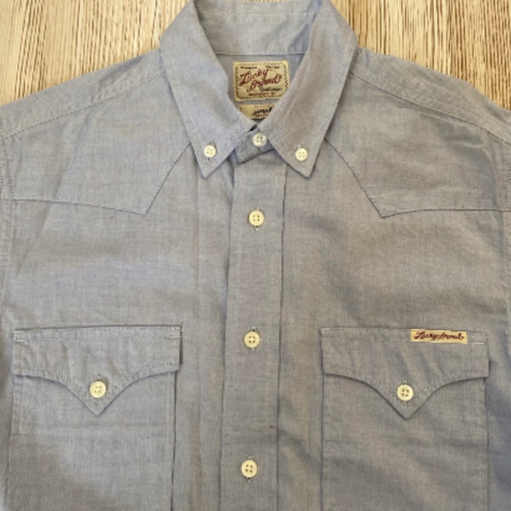 Men's lucky brand blue Long sleeve button up size small - Picture 2 of 4